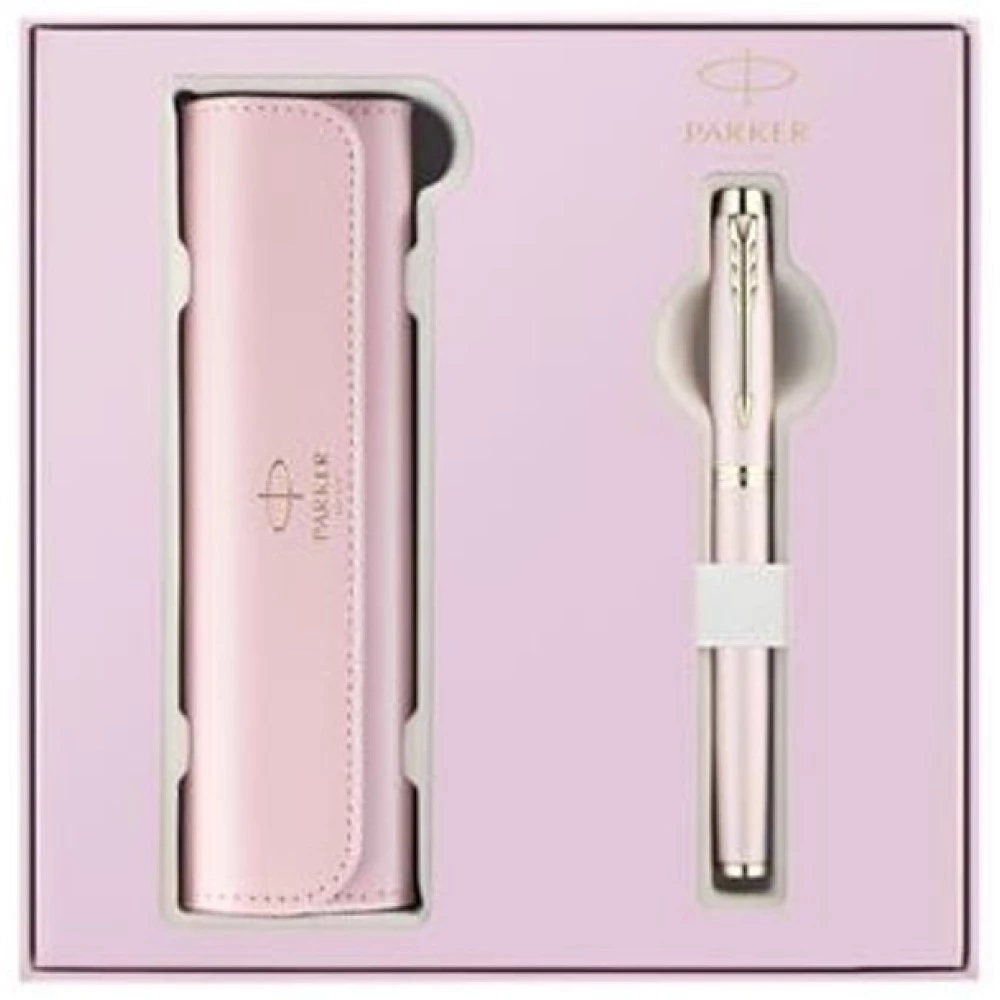 IM Pink Fantasy Gold Trim Fountain Pen + Hydrangea Floral Gift Box (Перо F)